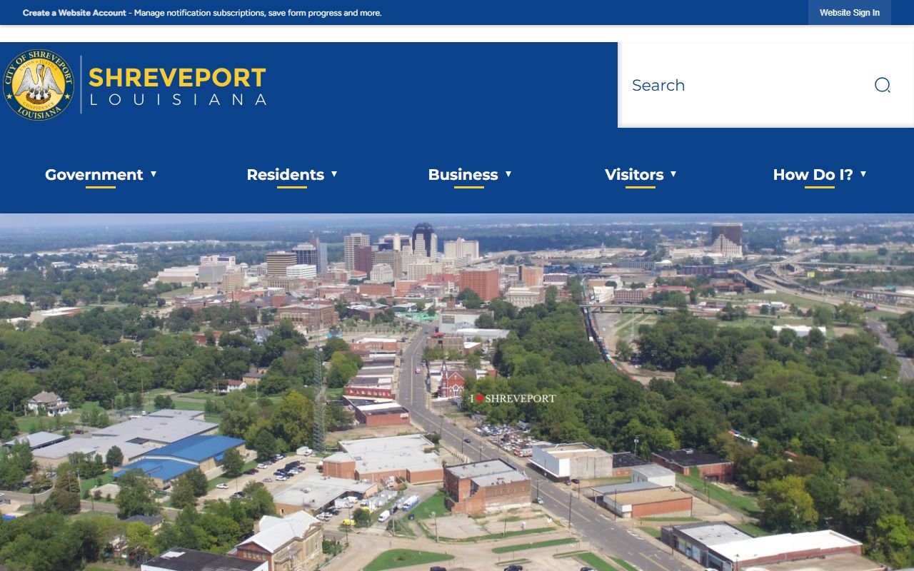 City of Shreveport website for death index and vital records information