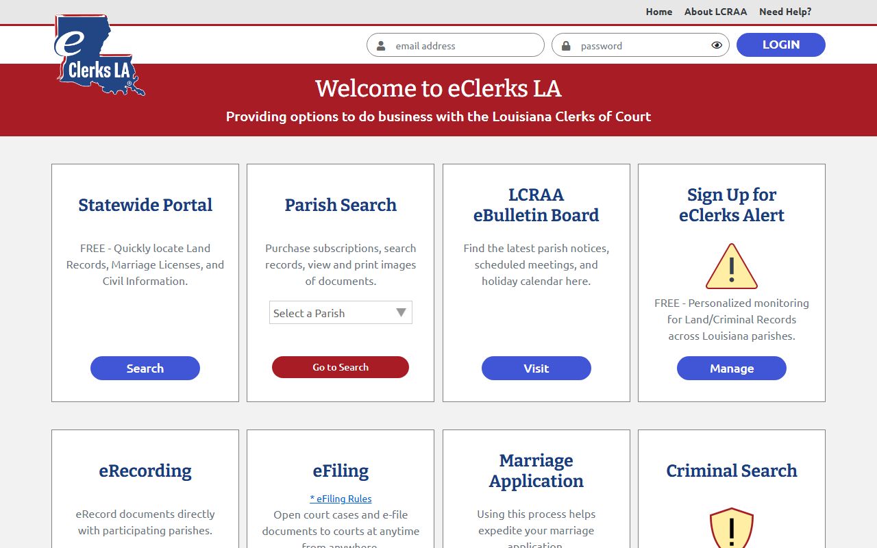 eClerks LA statewide portal used for LaSalle Parish death index research